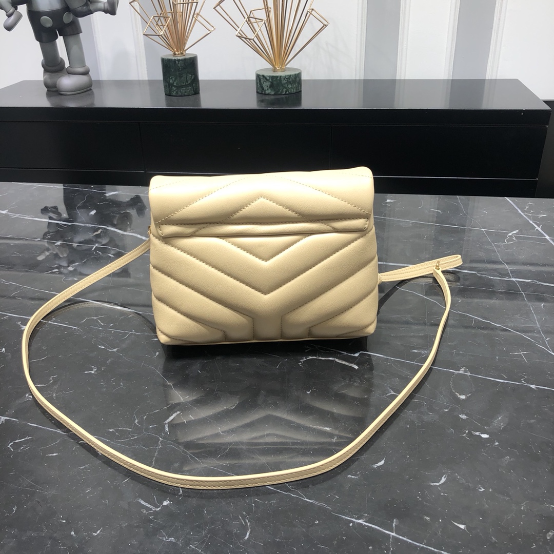 Saint Laurent Loulou Toy Quilted Calfskin Shoulder Bag Handbag Beige 678401 Gold